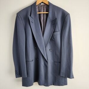 VTG Bellisimo Wool Blazer Double Breasted Mens 44S Gray Jacket Made In Canada